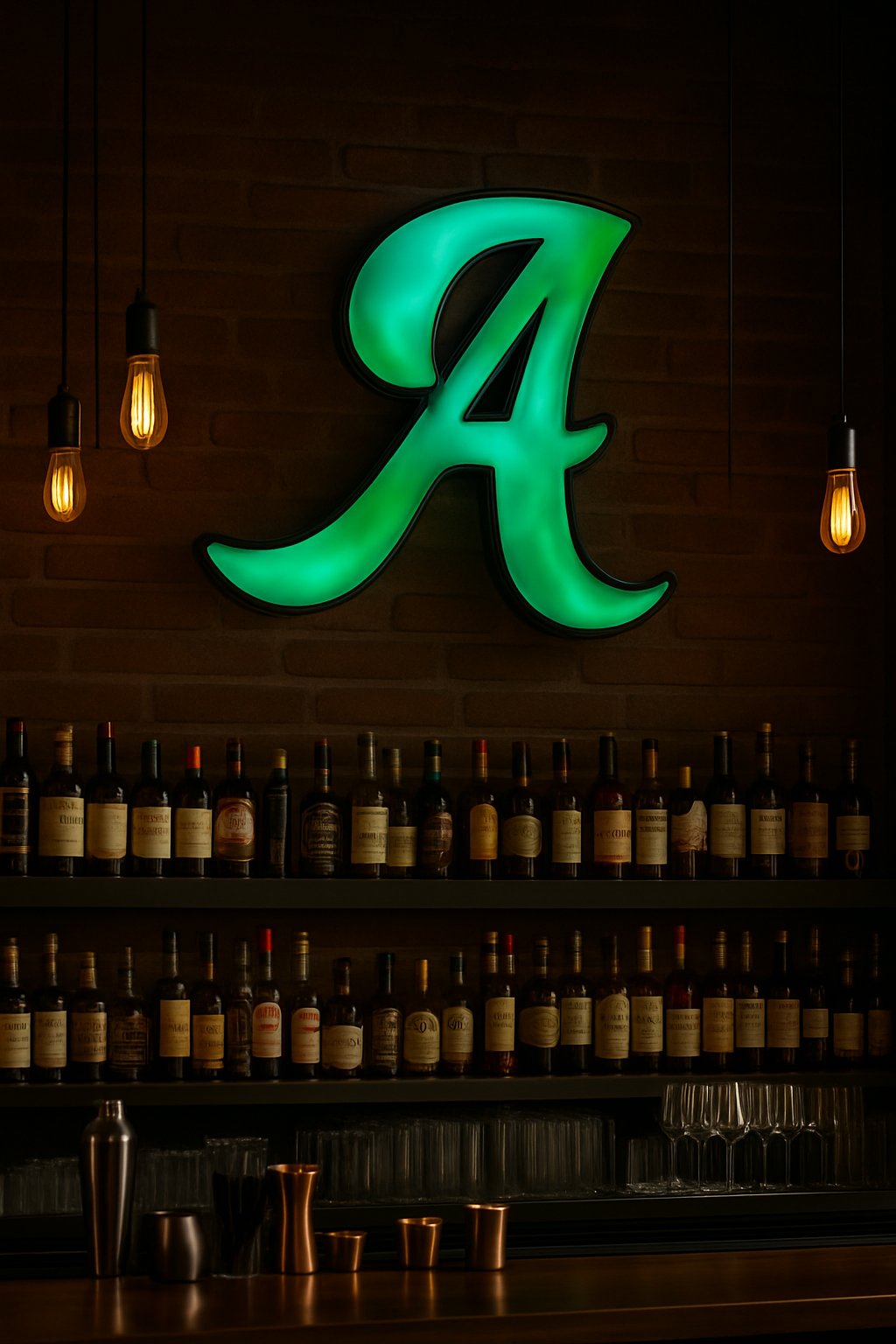 Custom RGB LED art installation in upscale bar